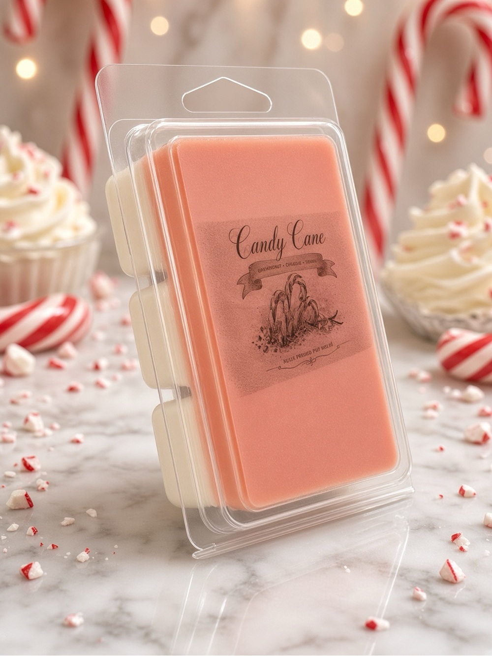 Candy Cane Peppermint Vanilla Wax Melts Hand Poured - Picture 2 of 2
